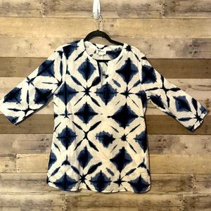 Andrea Jovine Tie Dye Linen/Cotton Blend Top - w/ Pockets / Size Medium